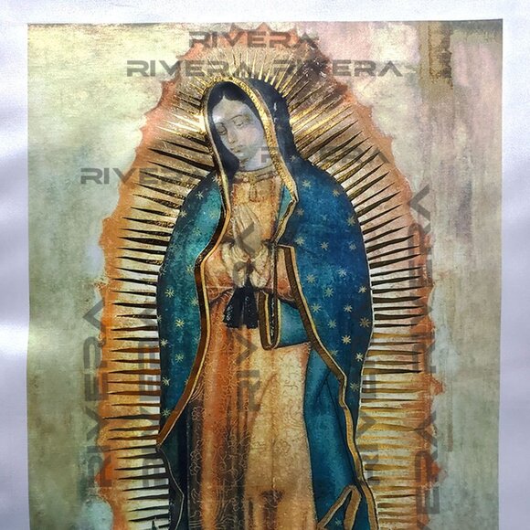 VirginMary Virgen De Guadalupe Glossy poster print Fabric Lady of Guadalupe13x19 - Picture 1 of 4